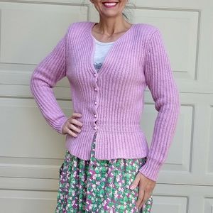 1980's ORCHID CARDIGAN SWEATER 80's S M